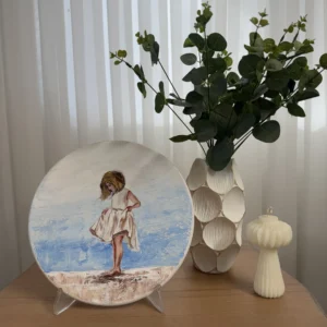 دیوارکوب نقاشی رنگ روغن طرح دختر در ساحل سبک امپرسیون و تکنیک امپاستو